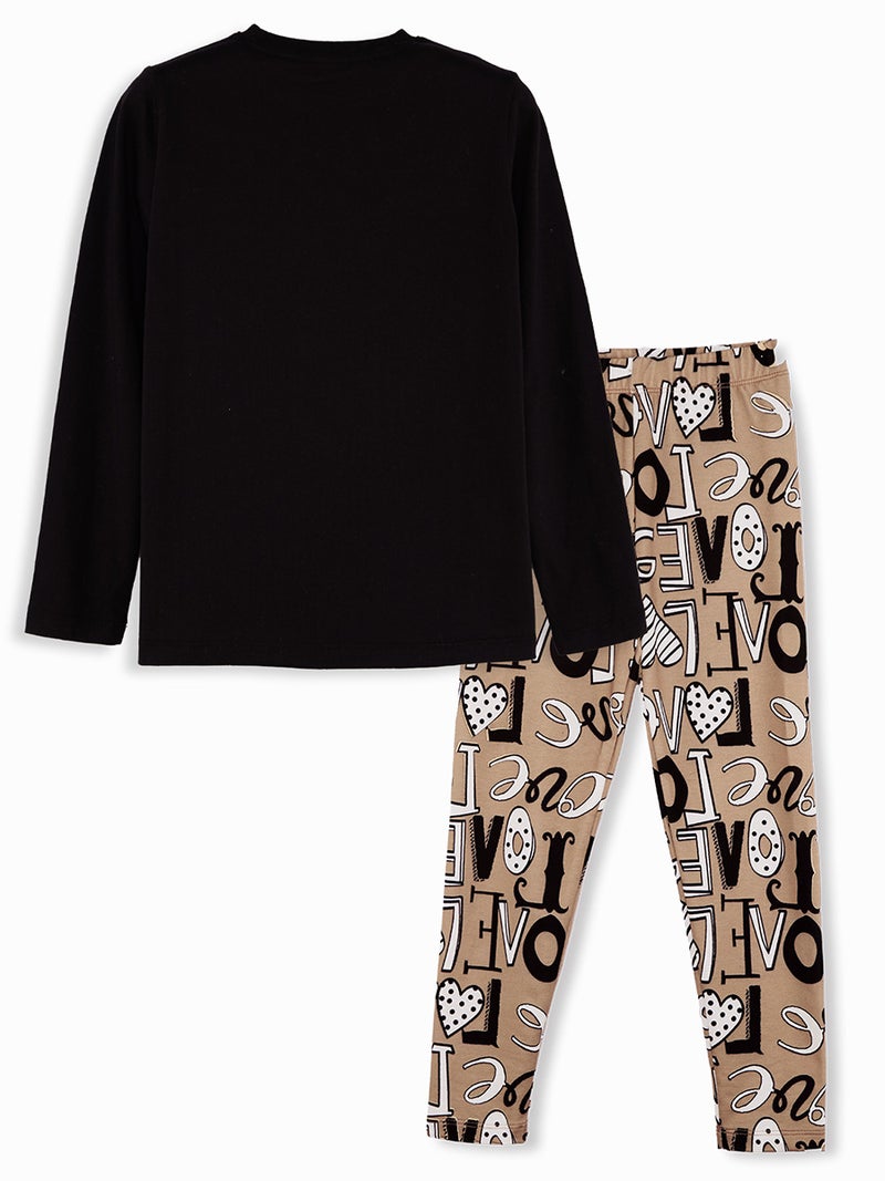 Denokids Love Cat Girl T-shirt Leggings Set - Image 4